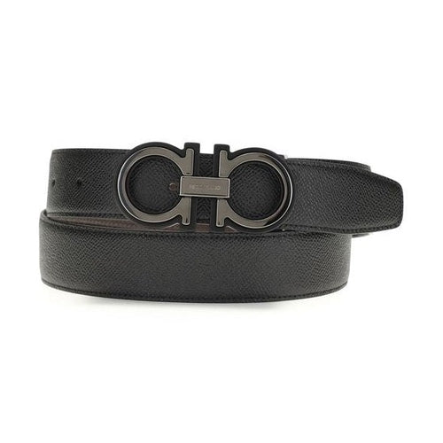 Ferragamo Black Calf Leather Bos Taurus Regular Belt