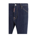 Dsquared² Blue Cotton Straight-Leg Jeans