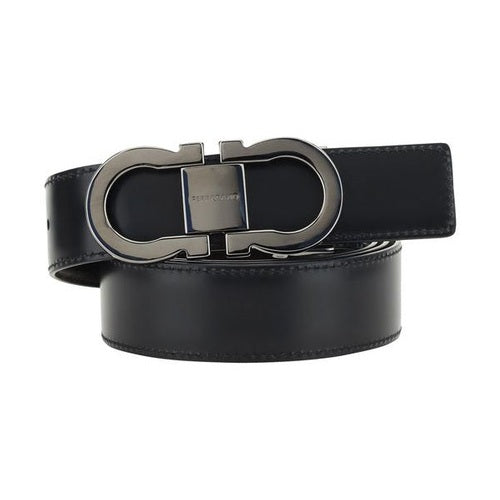Ferragamo Black Calf Leather Bos Taurus Regular Belt