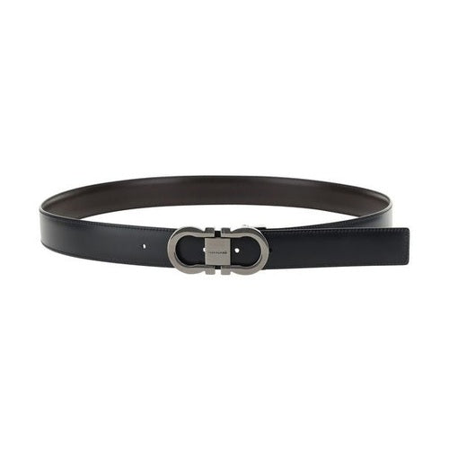 Ferragamo Black Calf Leather Bos Taurus Regular Belt