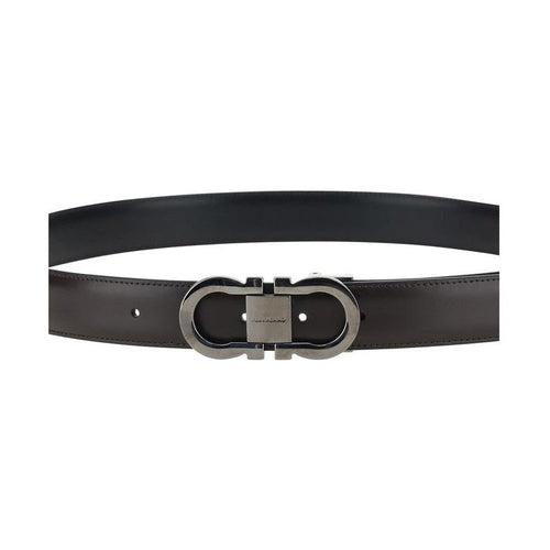 Ferragamo Black Calf Leather Bos Taurus Regular Belt
