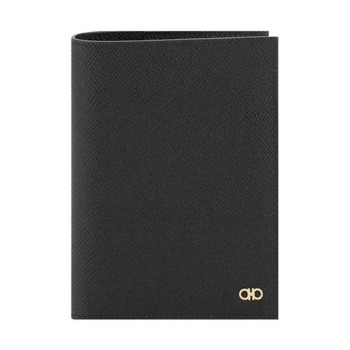 Ferragamo Black Calf Leather Bos Taurus Wallet