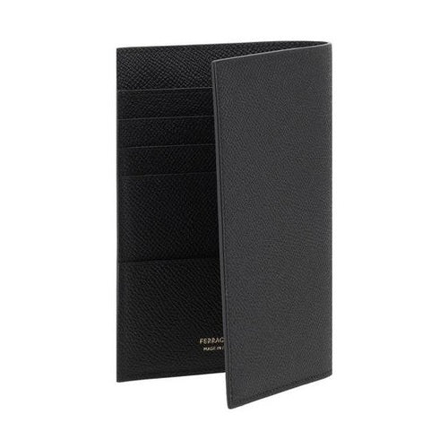 Ferragamo Black Calf Leather Bos Taurus Wallet
