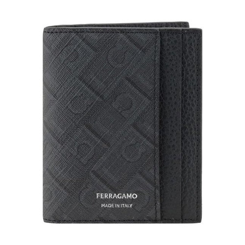 Ferragamo Black Calf Leather Bos Taurus Wallet