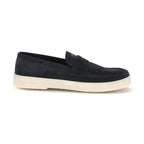 Prada Blue Calf Leather Bos Taurus Slip-On Loafers