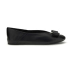 Ferragamo Black Calf Leather Bos Taurus Ballet Flats