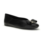 Ferragamo Black Calf Leather Bos Taurus Ballet Flats
