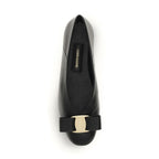 Ferragamo Black Calf Leather Bos Taurus Ballet Flats