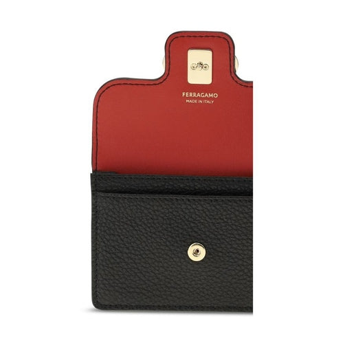 Ferragamo Black Calf Leather Bos Taurus Wallet