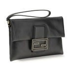 Fendi Black Lamb Ovis Aries Aries Clutch Bag