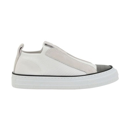 Brunello Cucinelli White Nylon Low Top Sneakers