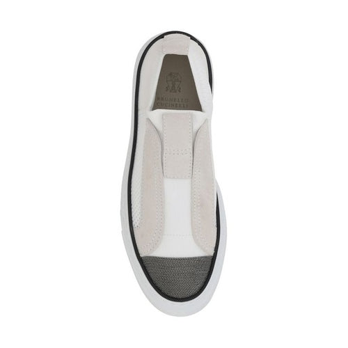 Brunello Cucinelli White Nylon Low Top Sneakers