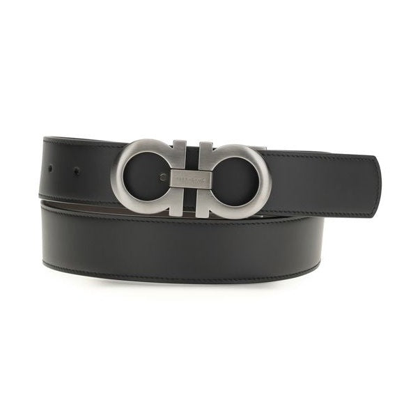Ferragamo Black Calf Leather Bos Taurus Belt
