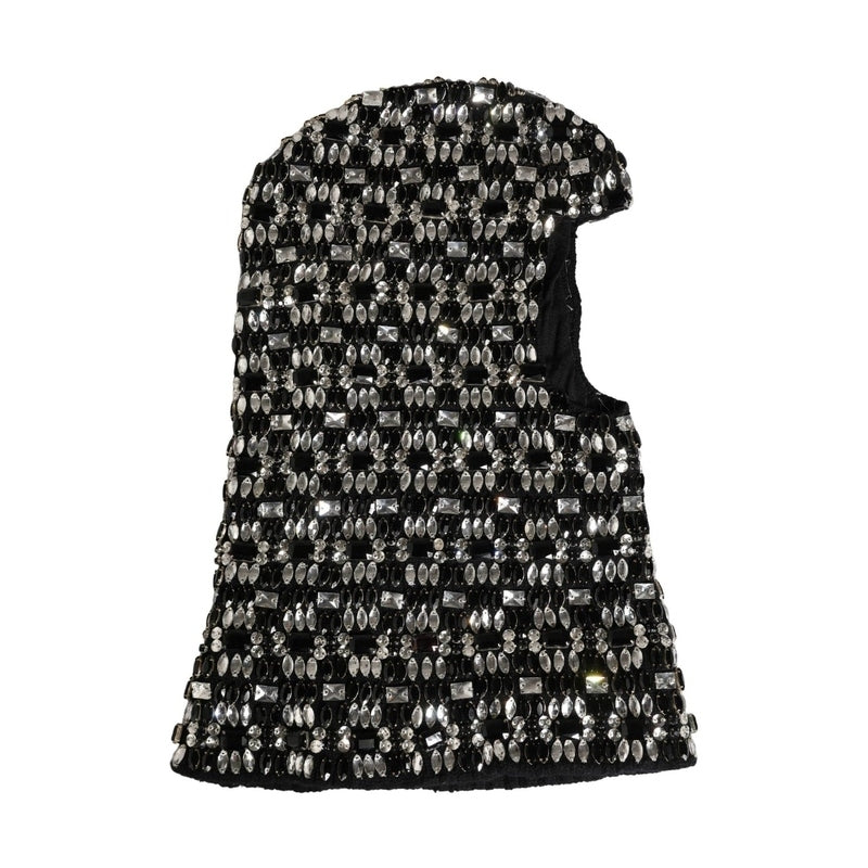 Dolce & Gabbana Black Wool Crystal Embellished Balaclava Hat