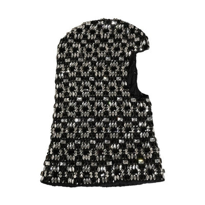 Dolce & Gabbana Black Wool Crystal Embellished Balaclava Hat