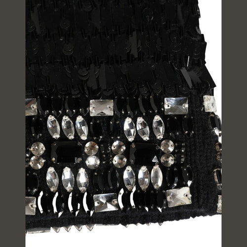 Dolce & Gabbana Black Wool Crystal Embellished Balaclava Hat