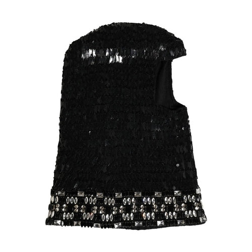 Dolce & Gabbana Black Wool Crystal Embellished Balaclava Hat