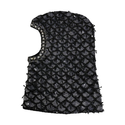 Dolce & Gabbana Black Wool Crystal Embellished Balaclava Hat