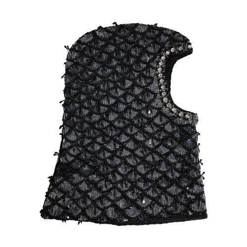 Dolce & Gabbana Black Wool Crystal Embellished Balaclava Hat