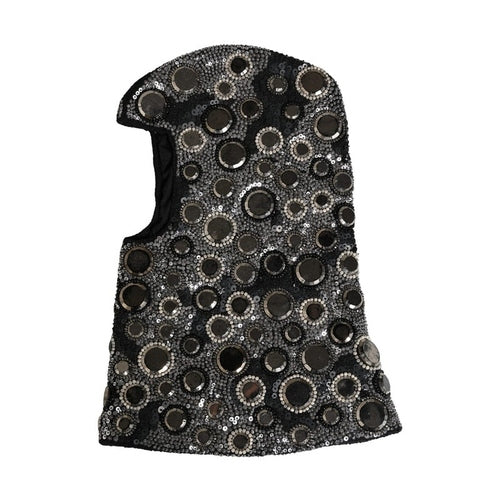 Dolce & Gabbana Black Wool Crystal Embellished Balaclava Hat