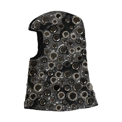 Dolce & Gabbana Black Wool Crystal Embellished Balaclava Hat