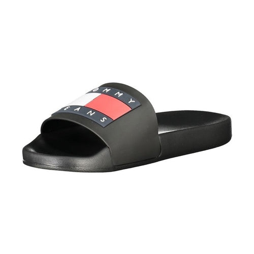 Tommy Hilfiger Black Polyurethane Men Slipper