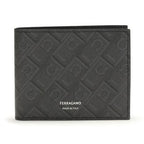 Ferragamo Black Calf Leather Bos Taurus Wallet
