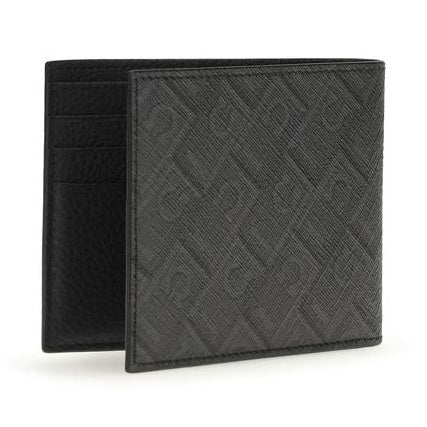 Ferragamo Black Calf Leather Bos Taurus Wallet