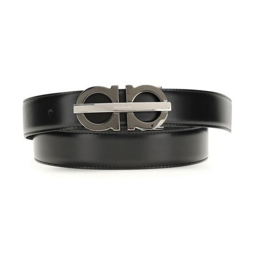 Ferragamo Black Calf Leather Bos Taurus Regular Belt