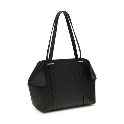 Ferragamo Black Calf Leather Bos Taurus Shoulder Bag