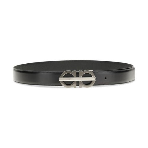 Ferragamo Black Calf Leather Bos Taurus Regular Belt