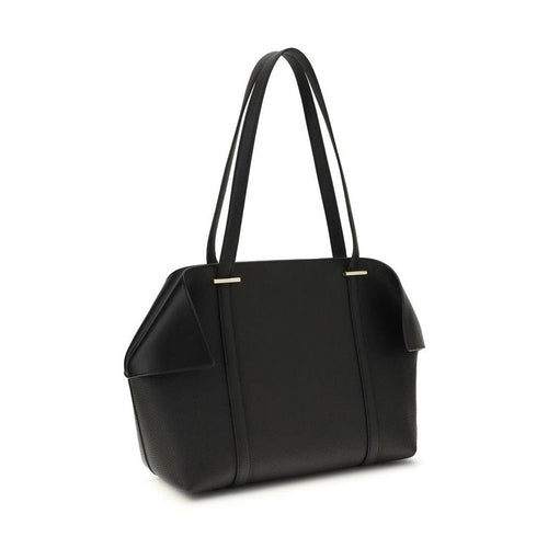 Ferragamo Black Calf Leather Bos Taurus Shoulder Bag
