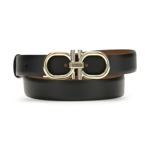 Ferragamo Black Calf Leather Bos Taurus Regular Belt