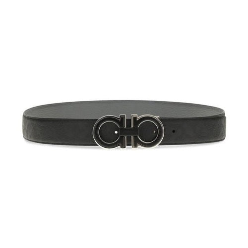 Ferragamo Black Calf Leather Bos Taurus Regular Belt