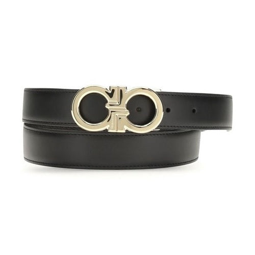 Ferragamo Black Calf Leather Bos Taurus Regular Belt