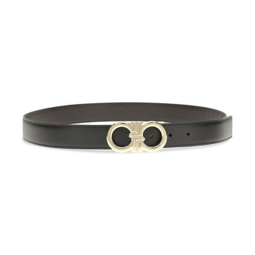 Ferragamo Black Calf Leather Bos Taurus Regular Belt