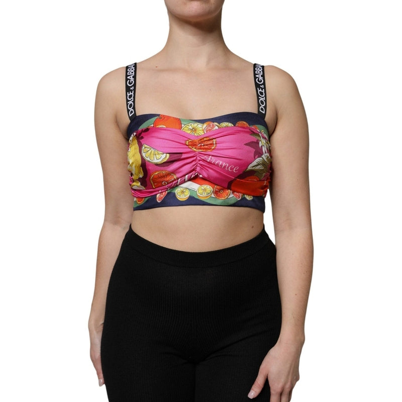 Dolce & Gabbana Multicolor Silk Cropped Bustier Corset Top