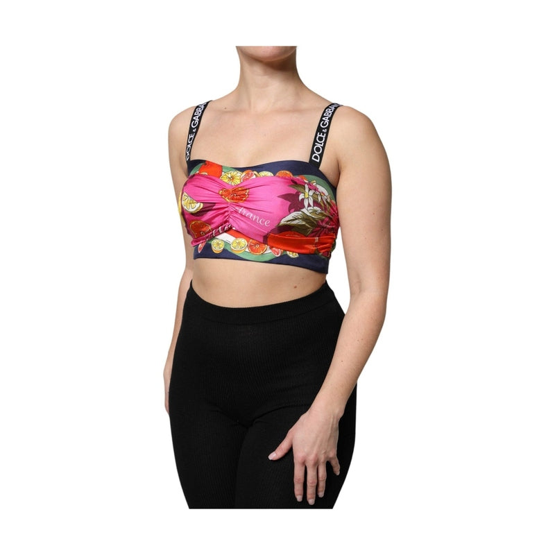 Dolce & Gabbana Multicolor Silk Cropped Bustier Corset Top
