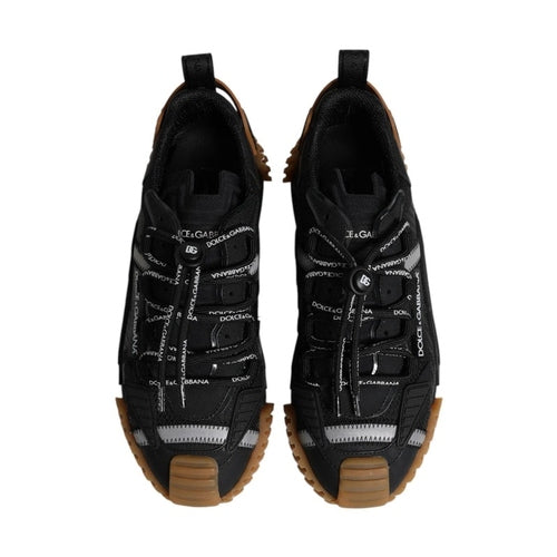 Dolce & Gabbana Black Logo Lace Up Low Top NS1 Sneakers Shoes