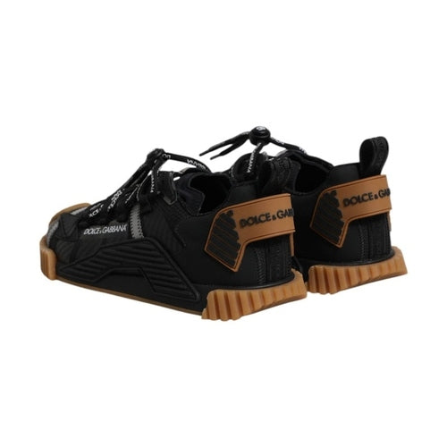 Dolce & Gabbana Black Logo Lace Up Low Top NS1 Sneakers Shoes