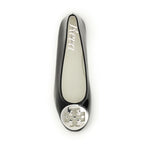 Tory Burch Black Calf Leather Bos Taurus Ballet Flats