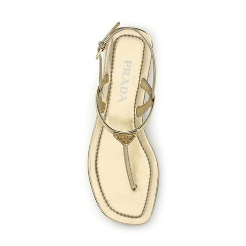 Prada Silver Calf Leather Bos Taurus Flat Sandals
