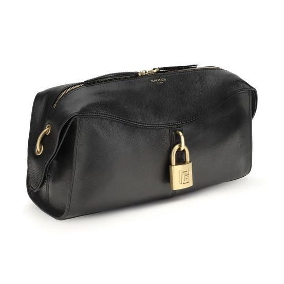 Balmain Black Calf Leather Bos Taurus Shoulder Bag