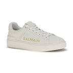 Balmain White Calf Leather Bos Taurus Low Top Sneakers