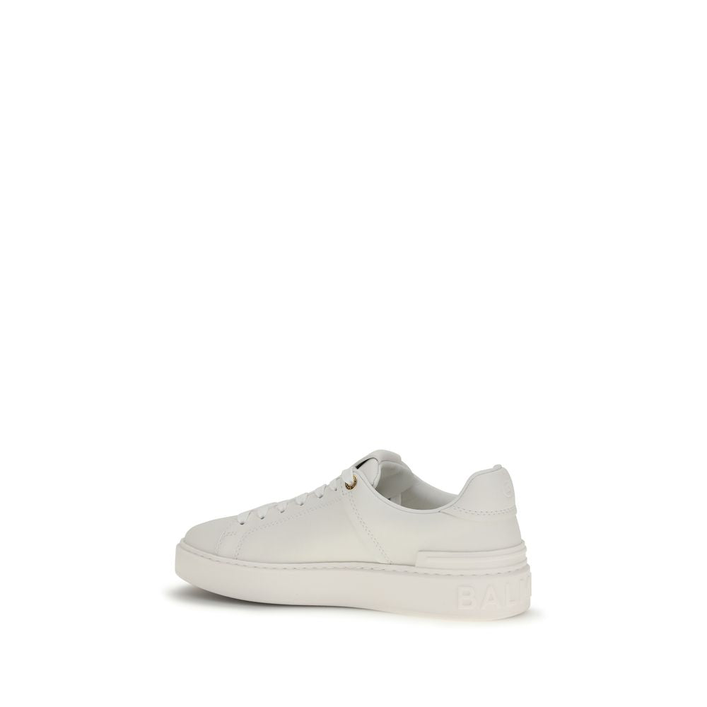 Balmain White Calf Leather Bos Taurus Low Top Sneakers