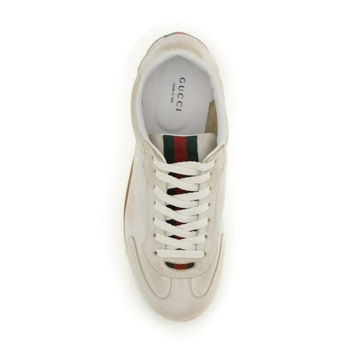 Gucci White Calf Leather Bos Taurus Low Top Sneakers