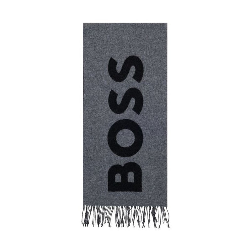 Hugo Boss Gray Wool Scarf