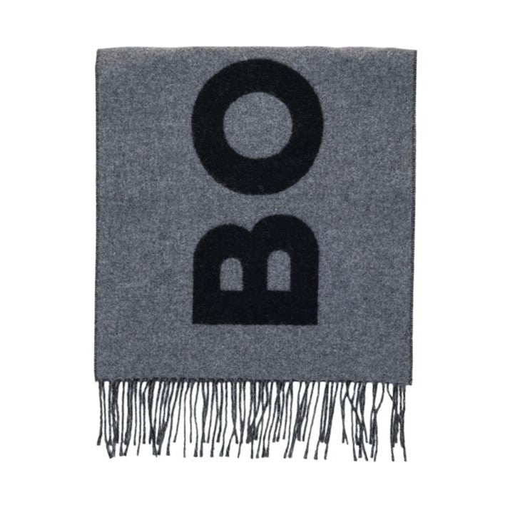 Hugo Boss Gray Wool Scarf