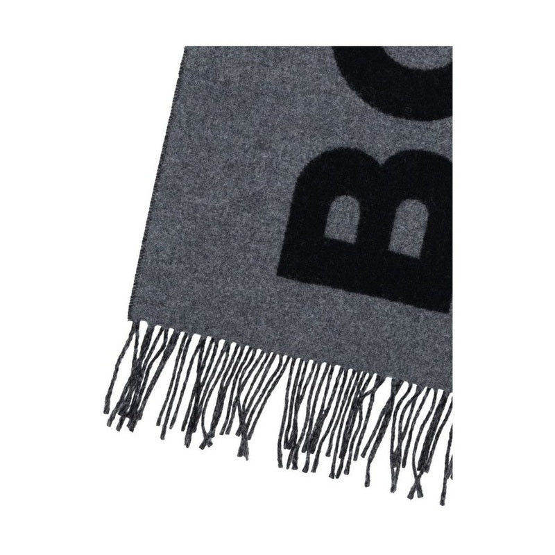 Hugo Boss Gray Wool Scarf