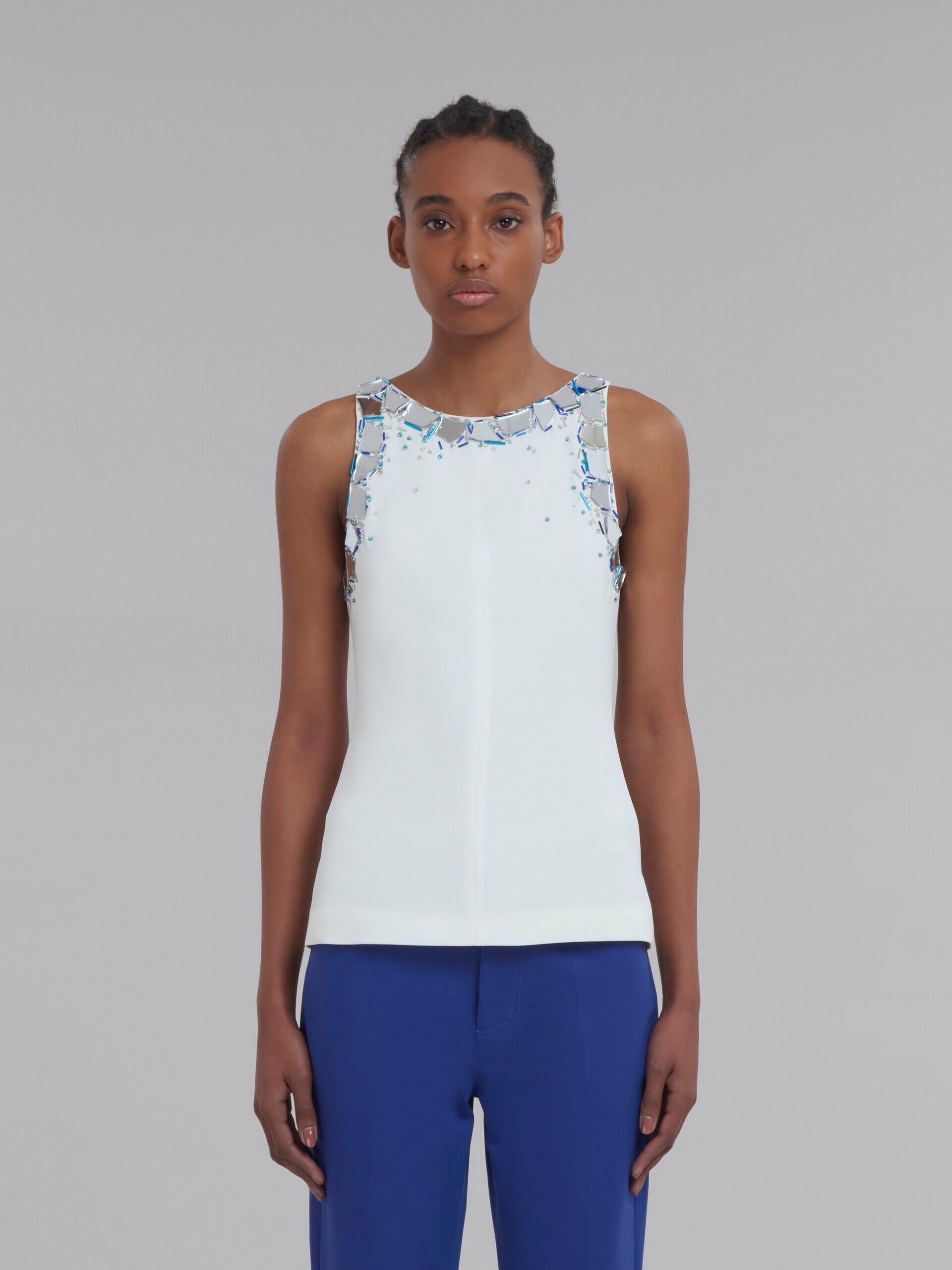 Marni White Fibres Tank Tops